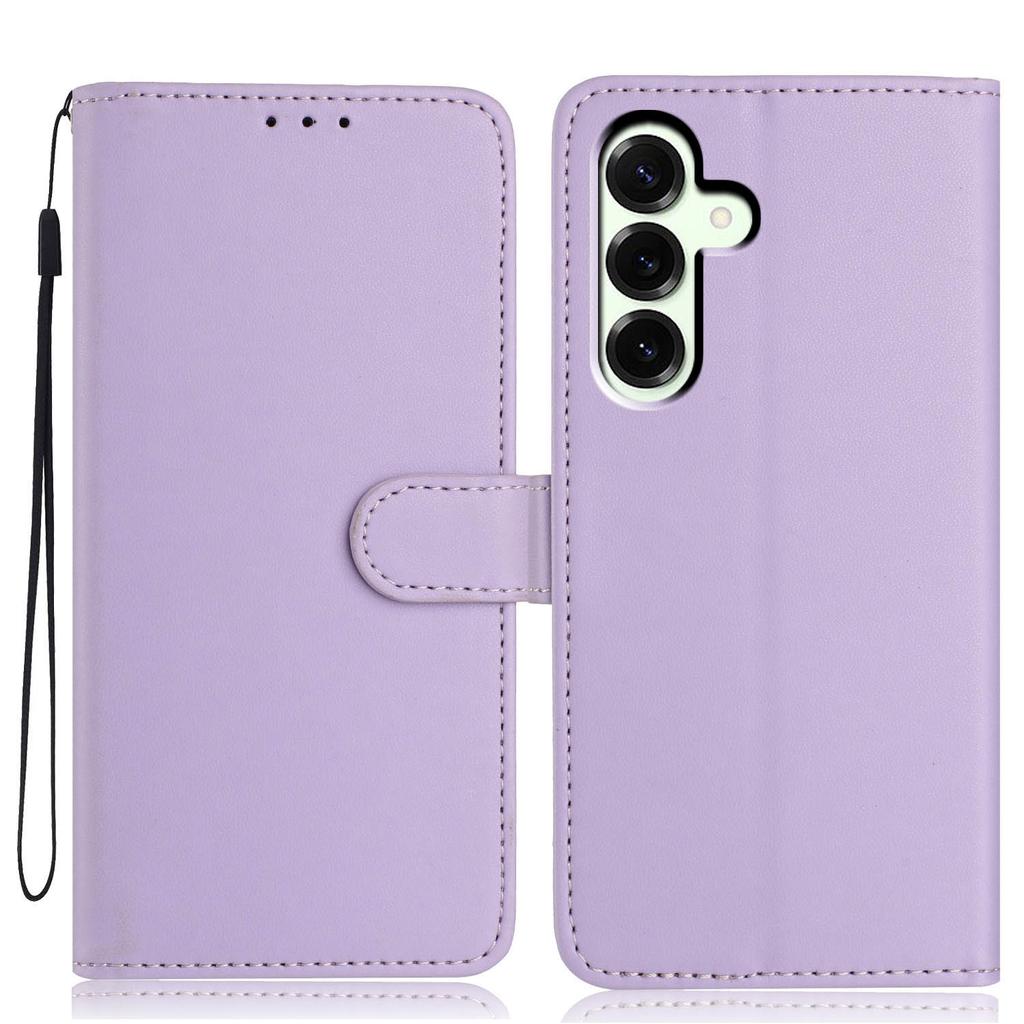 For Samsung Galaxy S25 FE Wallet Case with Strap/Multiple Card Slots Solid Color Leather Stand Phone Cover