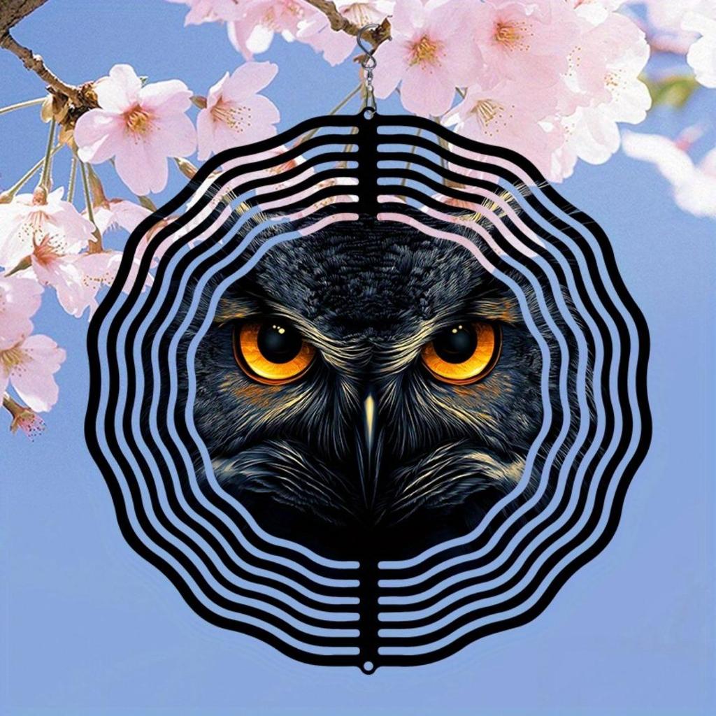 Dark Night Owl Metal Wind Spinner 3D Hanging Garden Decor No Electricity Needed Outdoor Yard Patio Decoration with Soothing Sound