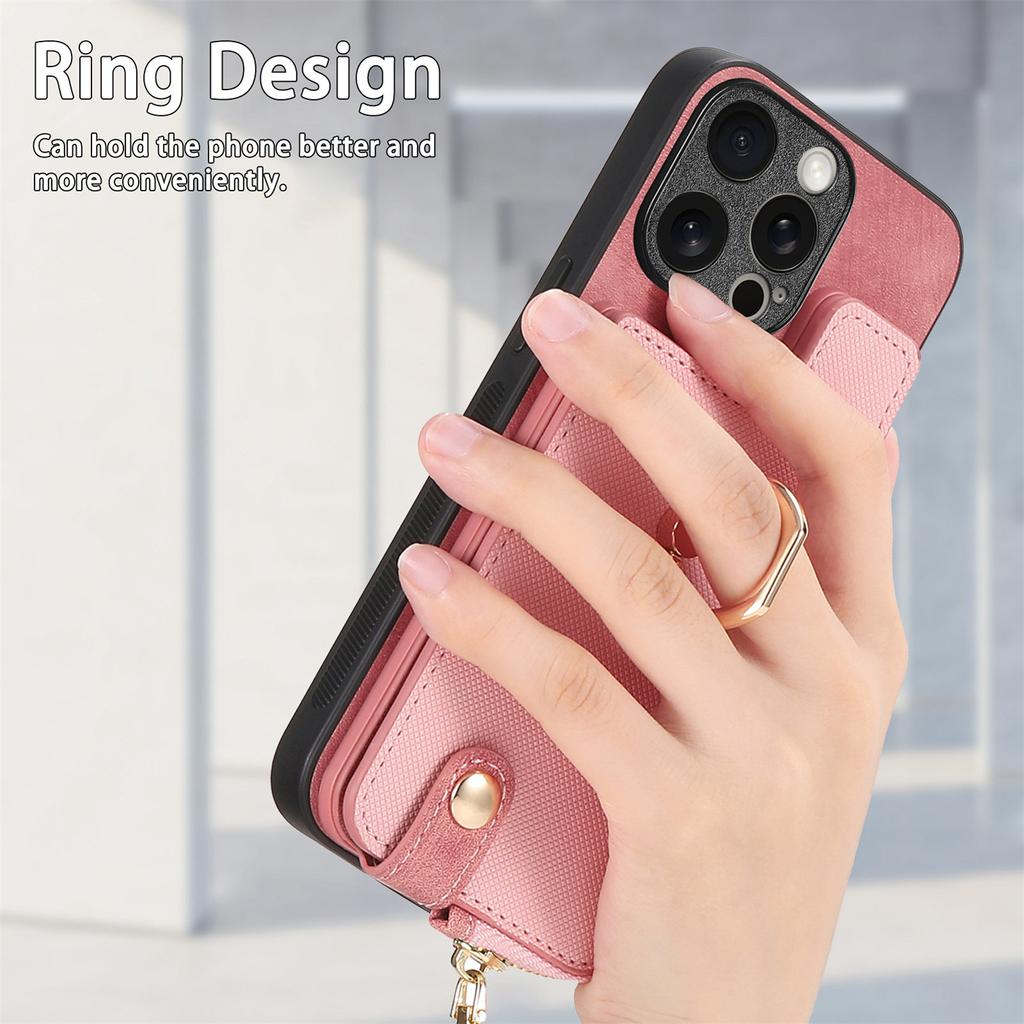 Магнитный кошелек с отделением для карт с откидным кольцом-держателем на молнии кожаный чехол для iPhone 15 14Plus 13 12 11Pro Max для Samsung S23 S22 S21 S20 Ultra Plus A14 A54 A53