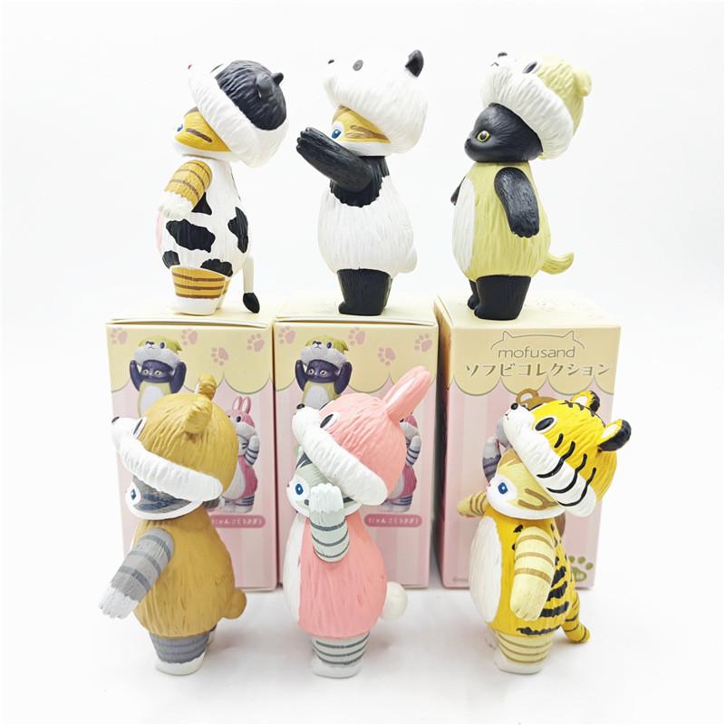 Adorable Pvc Cat Figurine With Cow Headgear Collectible Blind Box Toy 8-9cm