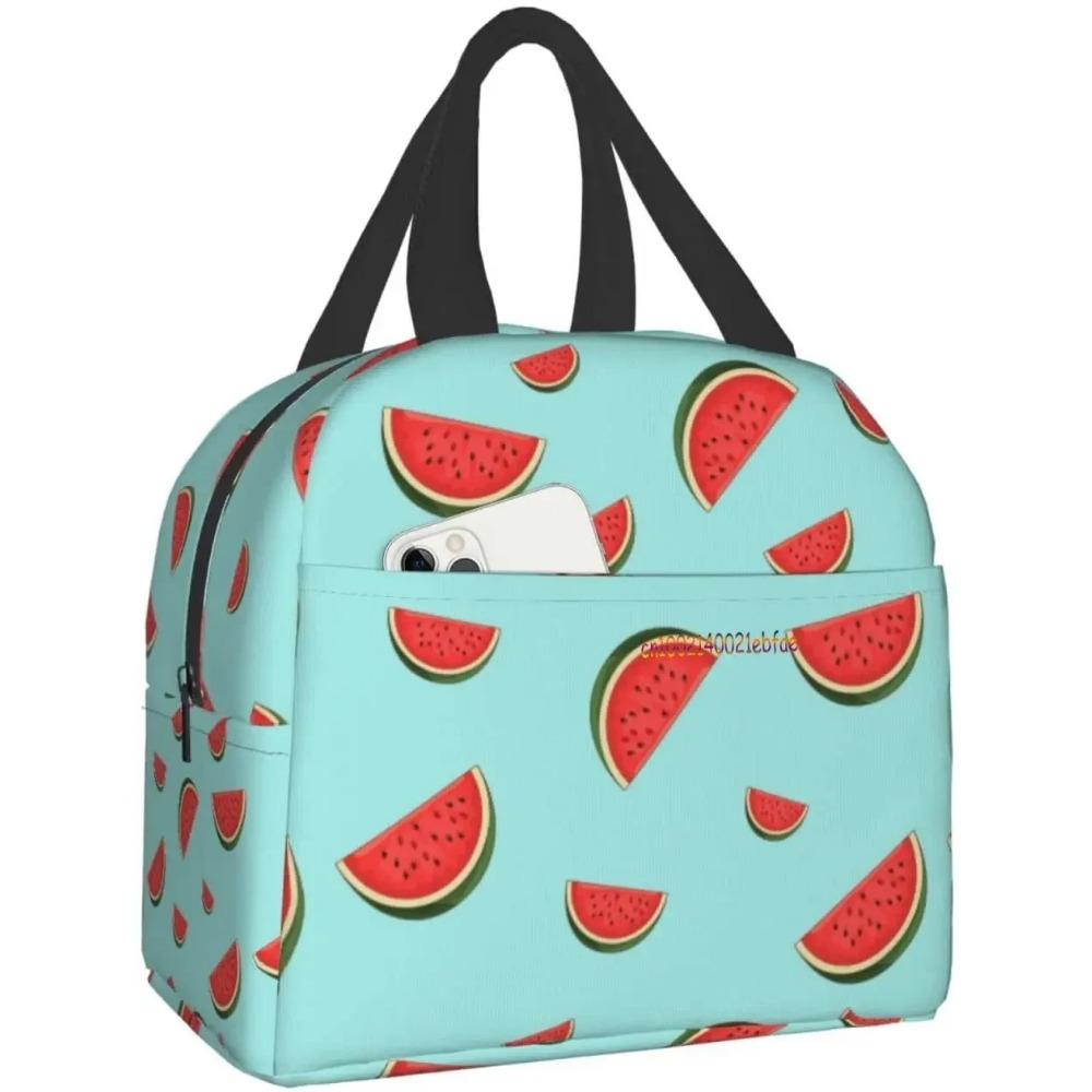 Cute Watermelon Lunch Bag Travel Work Picnic Bento Box Cooler Reusable Canvas Tote Boxes for Women Kids Insulated Lunch Bags
