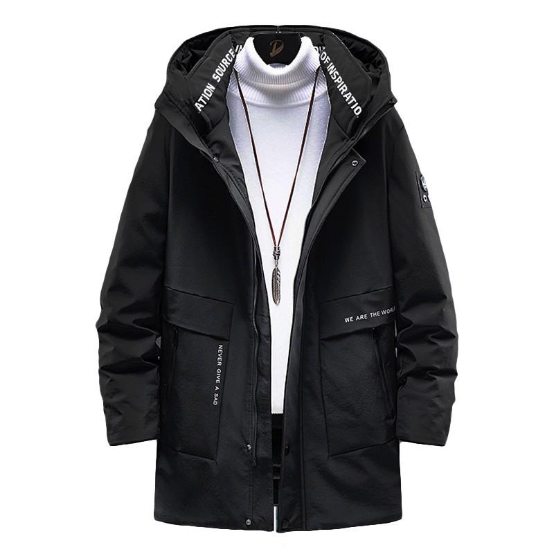 Mens Plus Size Warm Winter Down Jacket Long Hooded Coat Loose Fit 90% White Duck Cold Weather