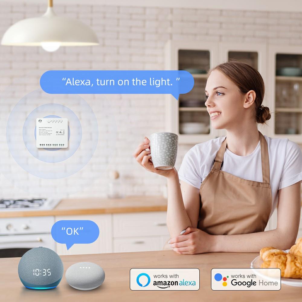 WSMD-4 Tuya Smart WiFi+RF 4-канальный релейный интеллектуальный модуль переключения Dly для дома/гаражных ворот