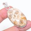Natural Plume Root Jasper Gemstone 925 Sterling Silver Pendant 2.01" J4M37
