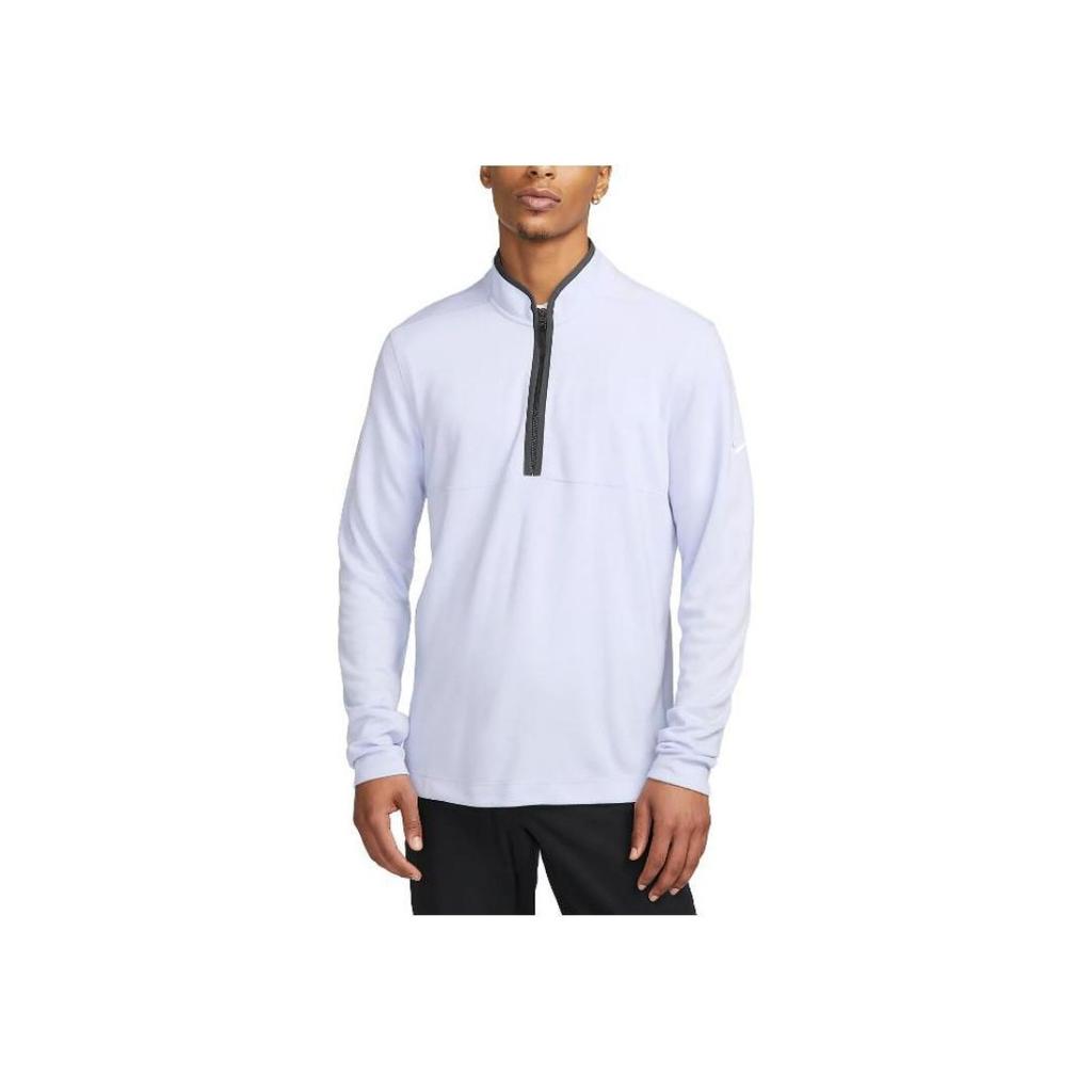 Nike Мужская футболка с длинным рукавом Dri-FIT Victory Solid с молнией на воротнике-стойке, топ Серебристый DJ5474-536