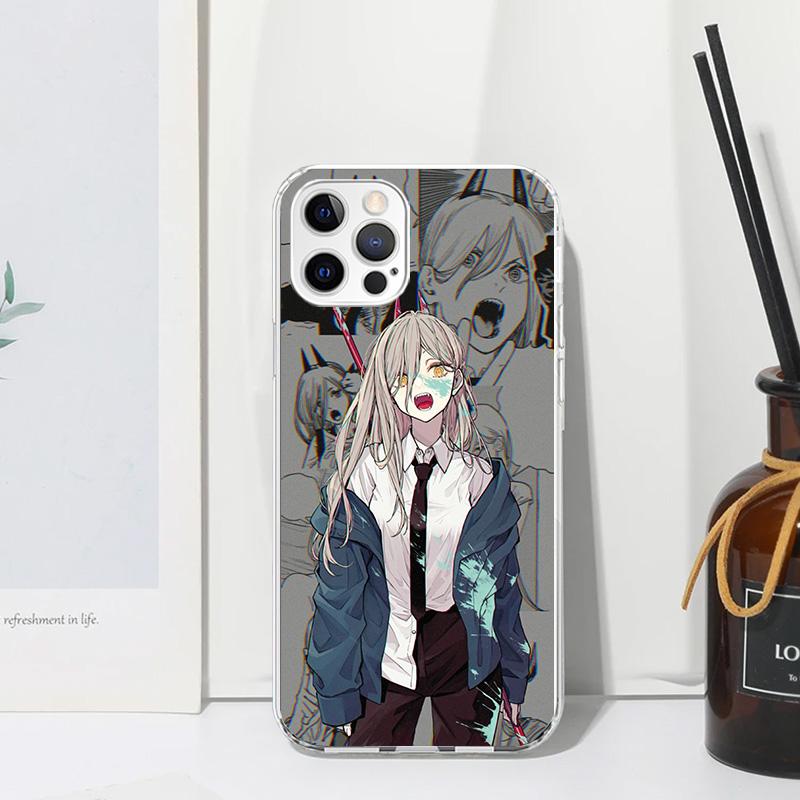 Chainsaw Makima Power Phone Case For Iphone 17 Air 16 15 Plus 16E 14 Pro Max 13 Mini 12 11 7 8 SE Fundas Soft Back Cover 17 Air