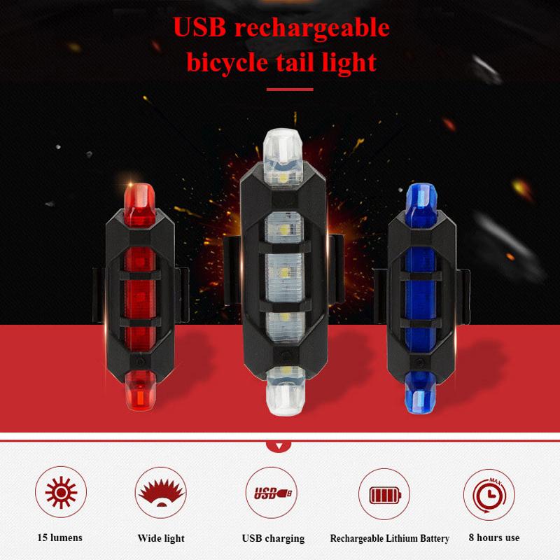 Перезаряжаемый USB светодиодный задний фонарь для велосипеда, предупреждение о безопасности горного велосипеда, передние и задние мигающие фонари, аксессуары для ночной езды