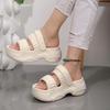 Fashion Solid Chunky Platform Soft Eva Cloud Sandals Women Wedge High Heels Sandals Casual Back Strap Non Slip Height Increasing Shoes