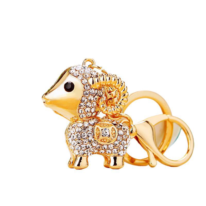 Rhinestone Sheep Car Keychain: Women's Bag Charm & Metal Keyring, Creative Small Gift