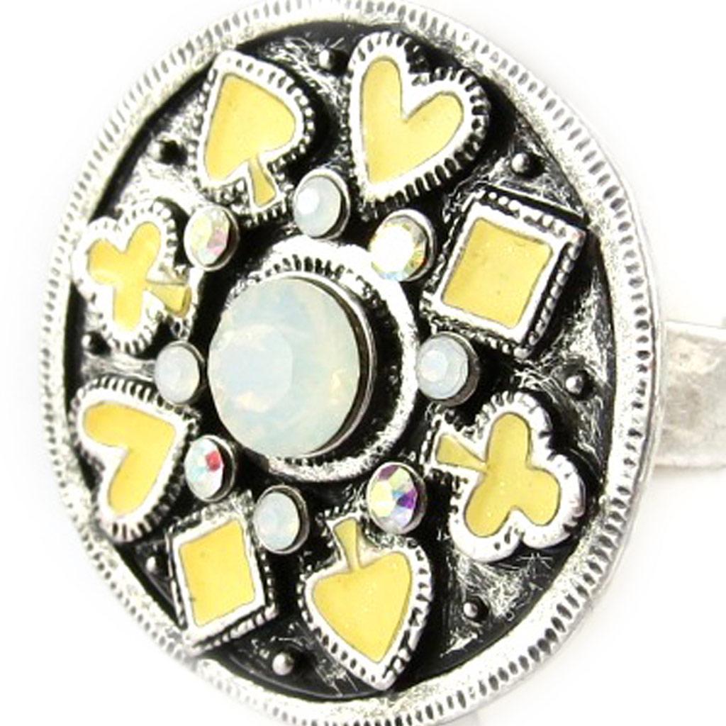 Les Trésors De Lily [E6567] — Белое дизайнерское кольцо «Карточная игра»