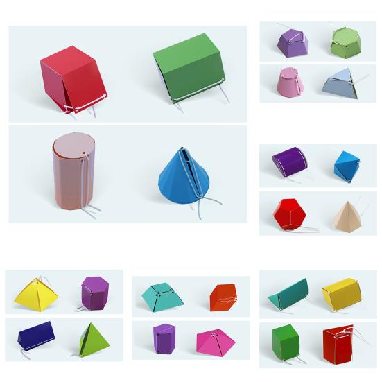 1/2 набора DIY 3D Модель Геометрии с плетеным шнурком для дергания 3D Книга для изучения геометрии с 12 телами, формулами объема и площади поверхности, обучающая игрушка