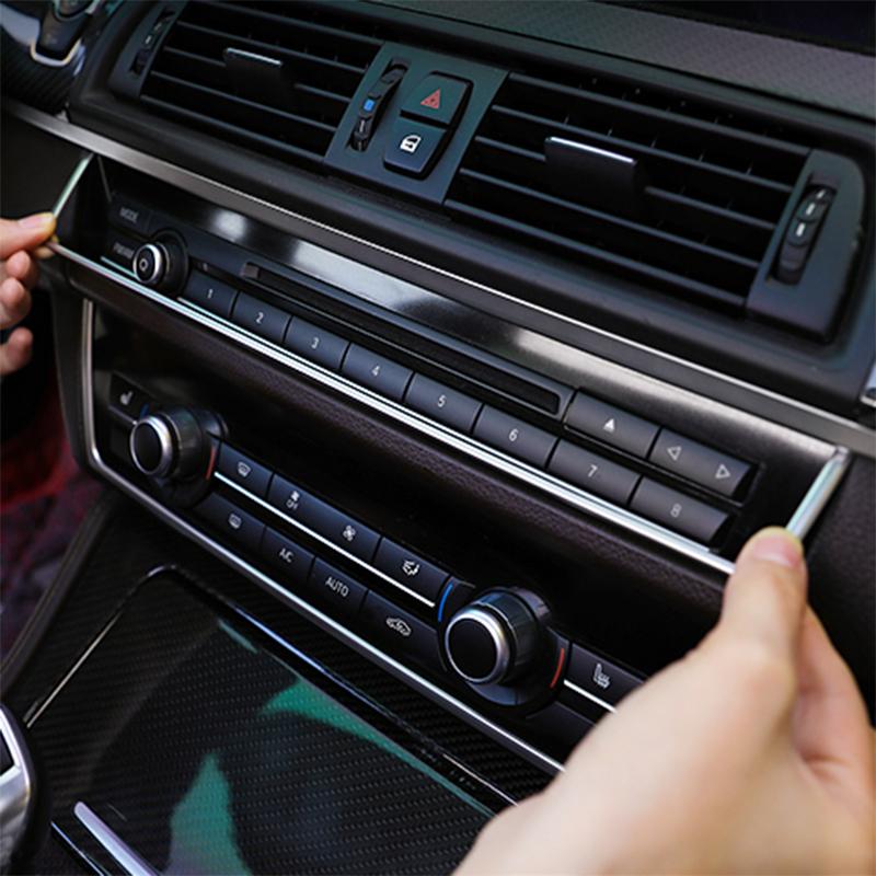 Car Styling Console Multimedia AC CD Panel Decoration Frame Cover Trim Strip Sticker For BMW 5 Series F10 Interior Accessories NM5