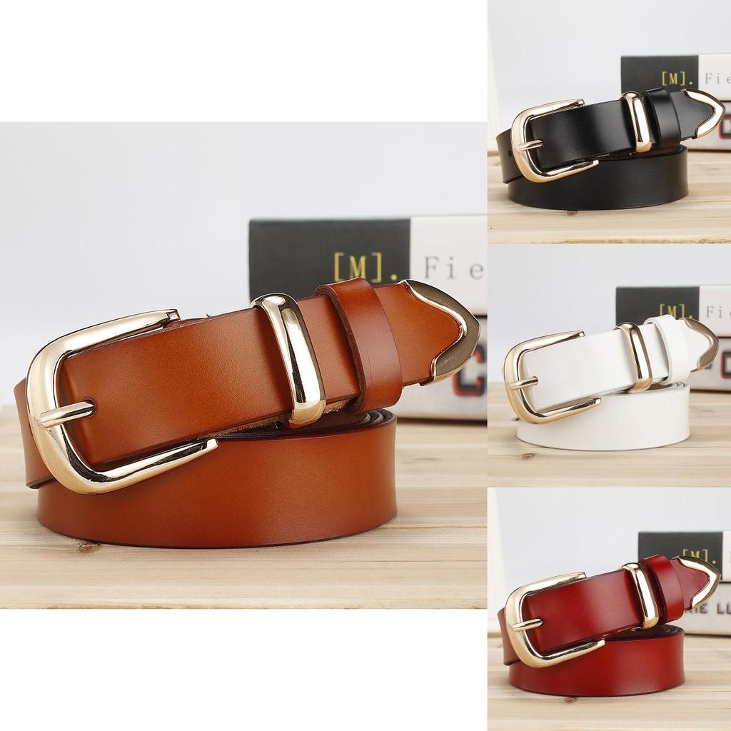 Wide Cowhide Leather Belt With Metal Buckle For Trendy Womens Street Fashion