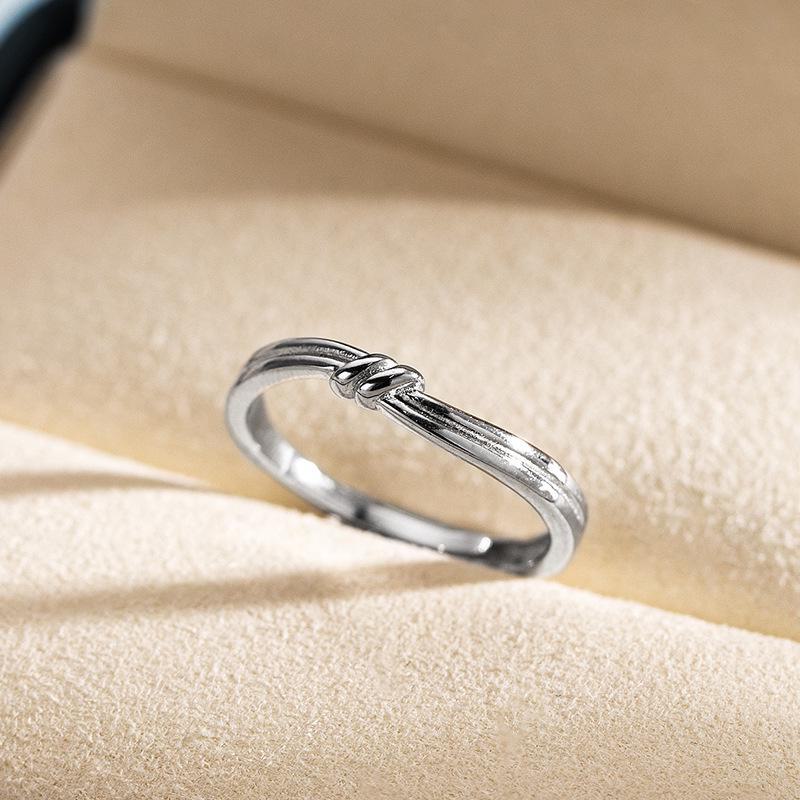 Кольца для пар Banyan Tree S925 с глянцевым узором «крест-накрест» на День святого Валентина