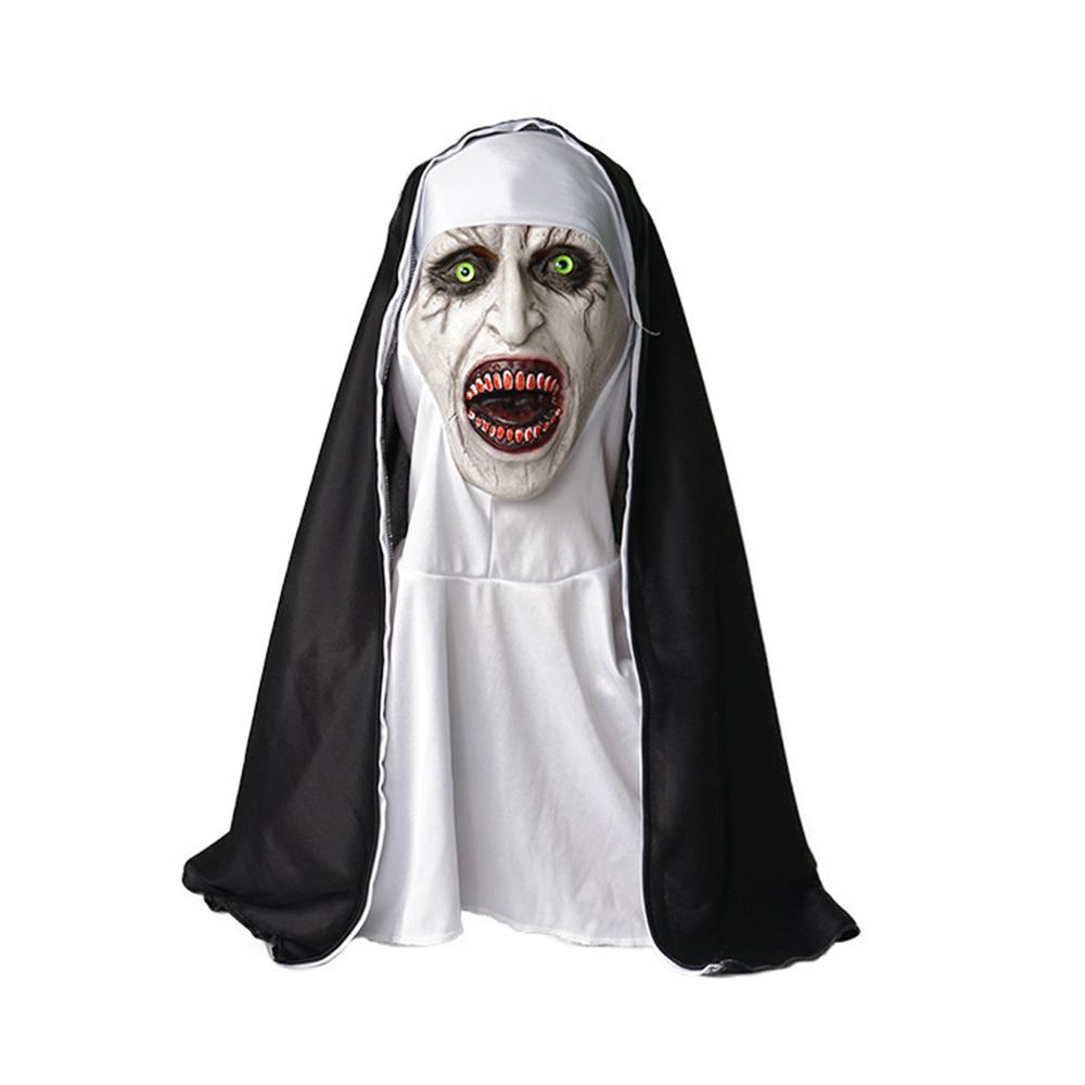 Новая Маска Монахини Хэллоуин Страшная Маска Монахини и Головной Платок для Реквизита для Вечеринки на Хэллоуин