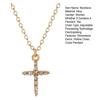 Women Necklace Rhinestone Cross Pendant Hollow Chain Lady Clavicle Necklace Daily Prom Party Commuting Neck Jewelry