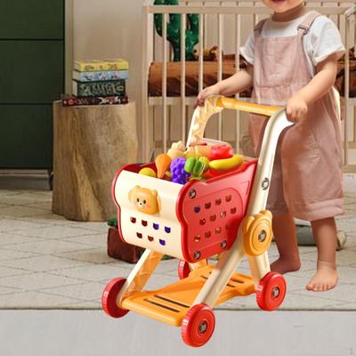 Детская тележка для покупок, игрушечная тележка для продуктов, забавная, ранняя образовательная, ручная тележка для супермаркета, игровая тележка