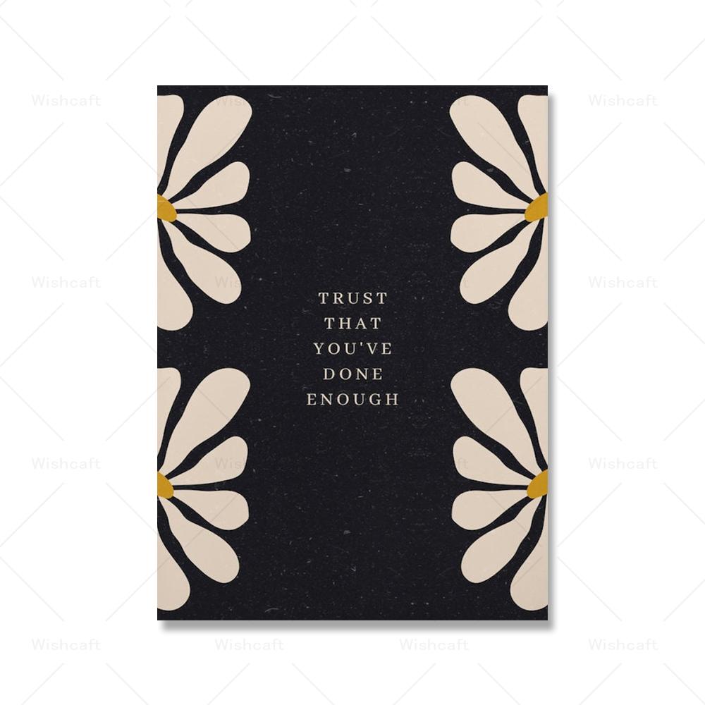 Enough Empower Wall Art Canvas Painting Motivation Poster Minimalistic Typography Abstract Flowers Prints Living Home Decor