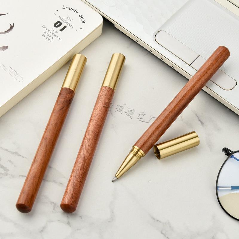 Sandalwood Metal Orb Pen Signature Pen Business Retro Wooden Pen, Office Brass Pen Neutral Pen Print