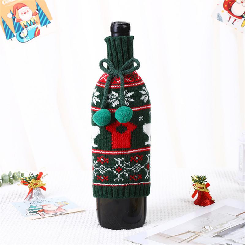 Рождественский новый меховой шар набор для красного вина шерстяное вязаное украшение набор для красного вина ресторан домашнее украшение для шампанского 2024