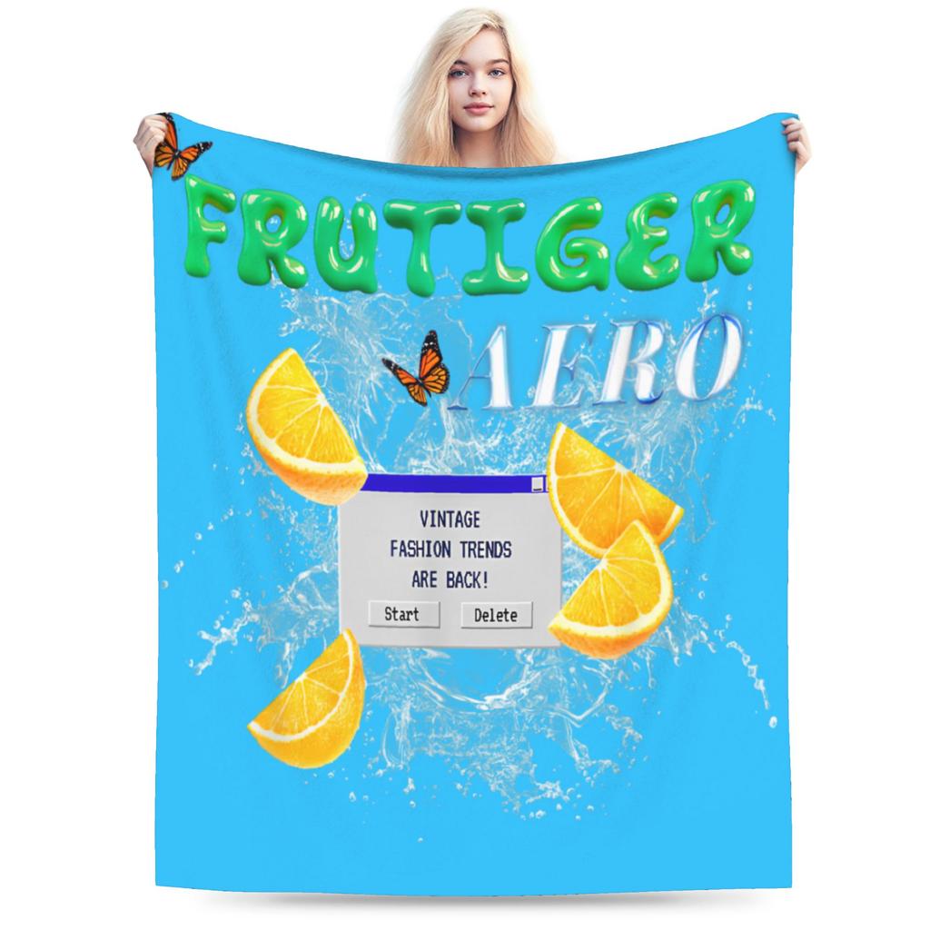 Плед в эстетике Frutiger Aero Мягкий Фланелевый Забавный Теплый Плед для Покрытия Стула Дивана Весна/Осень