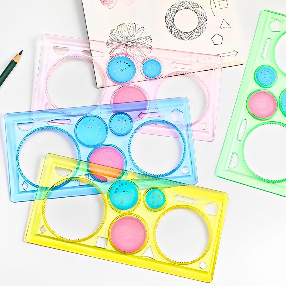 1 Set Plastic Spirograph Drawing Kit Include 1 Set Spirograph & 1pcs Six-color Ballpoint Pen Colorful Doodle Gift YMY