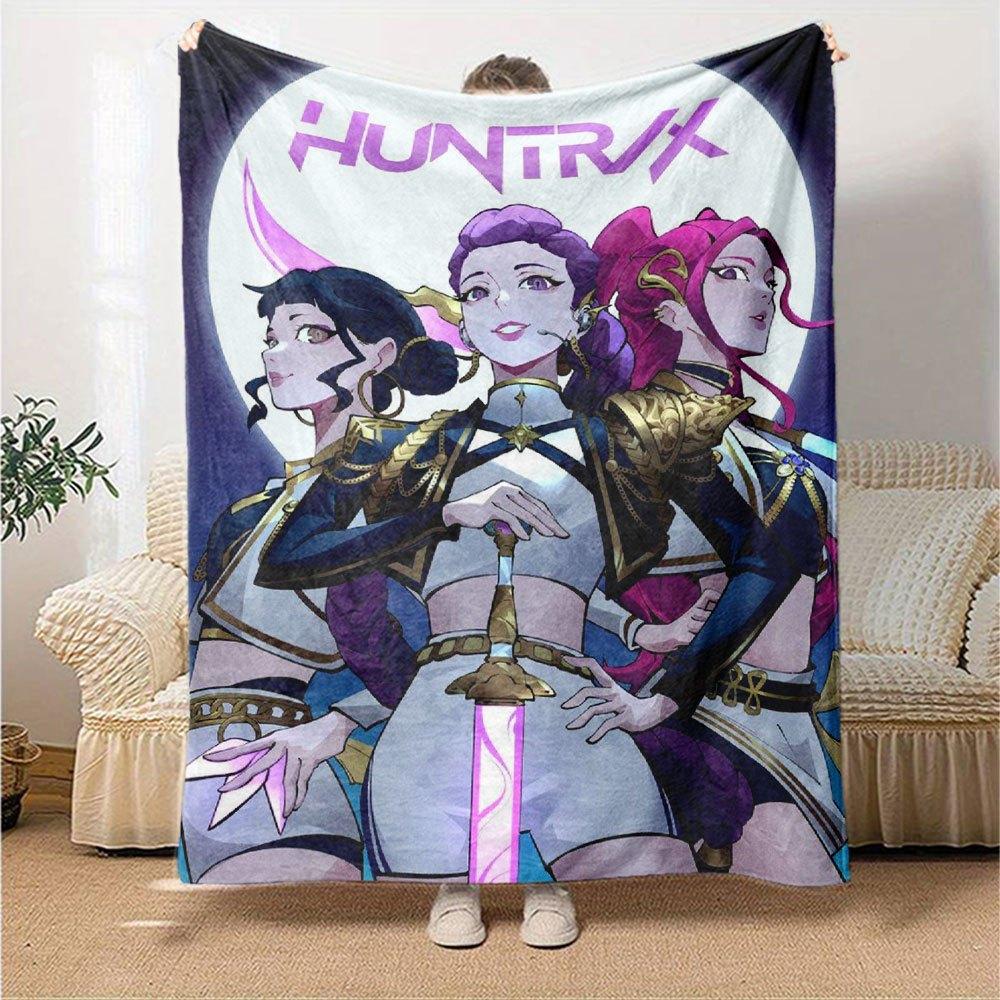 1pc Hunter X Kopo group - Themed Flannel Blanket - Suitable for Bed, Home Decor, Graduation Gifts, Easter, Back to School, ChristmasA99