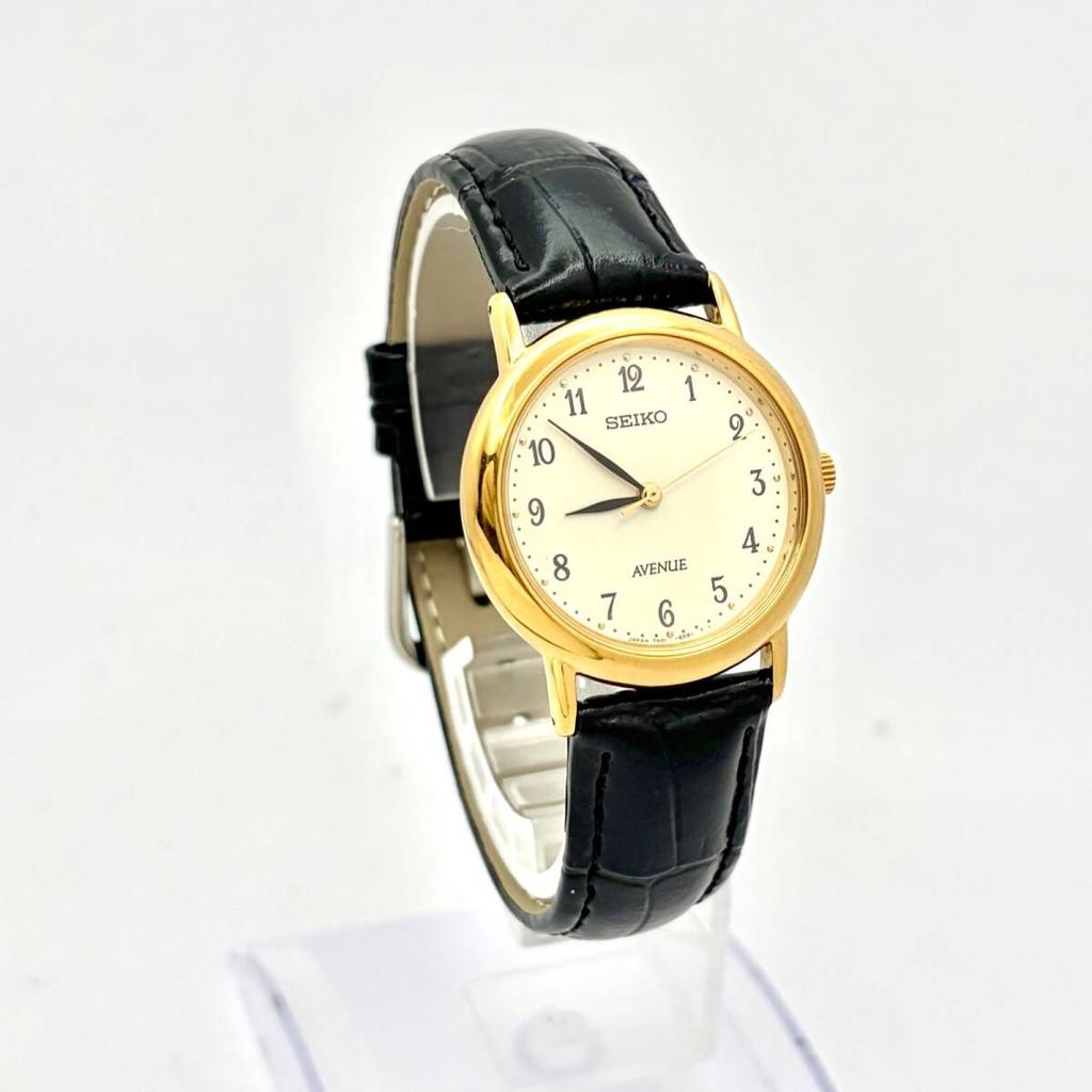 SEIKO Avenue Watch Gold 410293 New Strap New Battery Ladies' 7N01-6D50