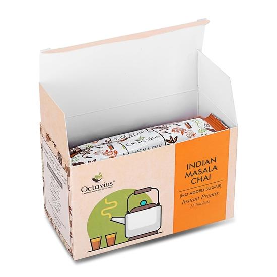 Octavius | Indian Masala (No Added Sugar) Premix Tea - 15 Pouches | Low Sugar | Readymade Tea Mix | Ready Tea | Tea Premix | 15 Sachets