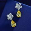 Luxury S925 Sterling Silver Drop Earrings For Women Sparkling 10*14mm Yellow Diamond Ladies Earrings Fine Jewelry Earrings Gifts