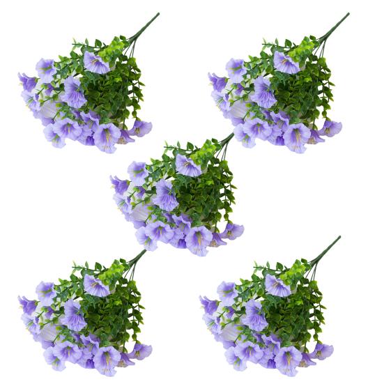 Букет искусственных цветов петунии, искусственные цветы для улицы, реалистичные, устойчивые к ультрафиолетовому излучению, искусственные цветы для крыльца, патио, подвесной корзины