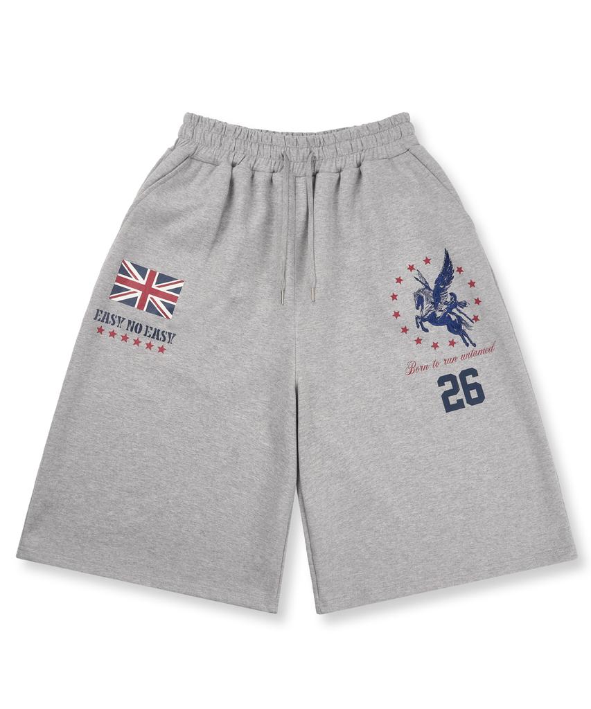 ЛЕГКО НЕ ЛЕГКО Хлопковые Штаны-Свитшот Bermuda с Флагом Union Jack - Серые
