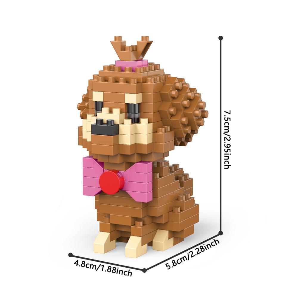 Knew Built Super Mini Dogs French Bulldog Building Blocks Toys Kit: Schnauzer Teddy Husky Adorable Desk Decorations Gift