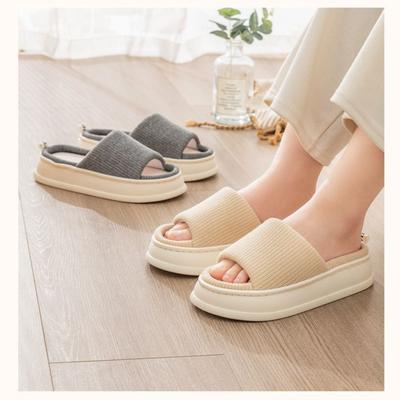 Простые льняные тапочки для мужчин и женщин, домашние латексные тапочки на утолщенной мягкой подошве, нескользящие тапочки