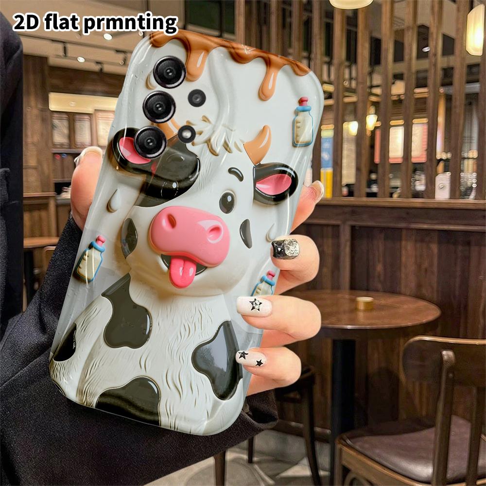 Phone case: 2D flat, suitable for Samsung Galaxy A34 A35 M05 M06 S20 S22 S21 FE Plus 5G protective case, black and white small floral cow, perfect Chr