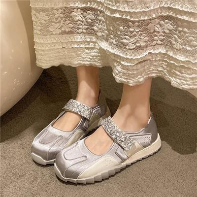 Модная женская обувь 2024 года, брендовые женские туфли на плоской подошве с пряжкой и ремешком, модные повседневные туфли на плоской подошве с кристаллами, горячая распродажа, цветные туфли на плоской подошве с низким каблуком