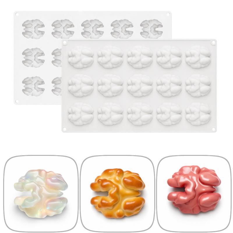 Modern Style Silicone Chocolate Mold for Pecan Nuts Food Grade with Artistic Mousse Cake Design for Elegant Desserts