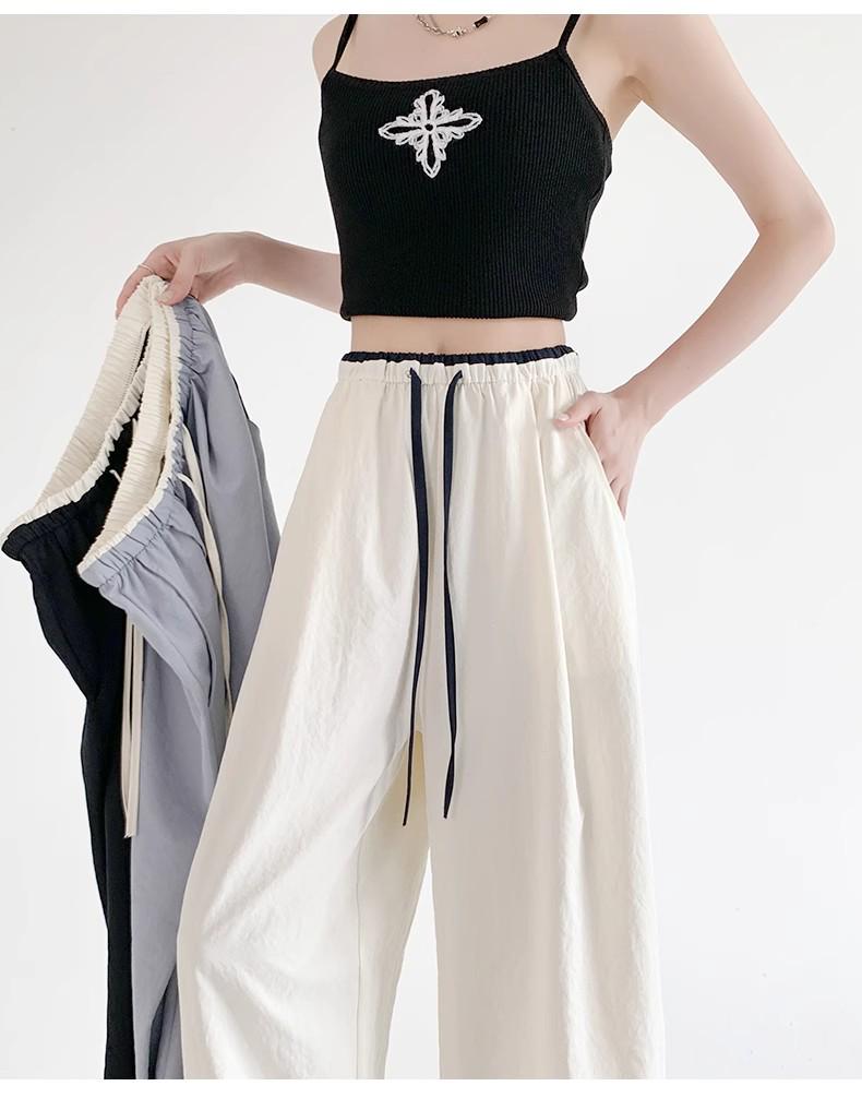 Women's Plus-Size High-Waisted Ice Silk Wide-Leg Pants - Summer Slimming & Loose Fit