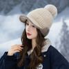 New Autumn and Winter Style Two Color Breasted Ear Protection Hat Outdoor Plus Velvet Thickened Cold and Warm Hat Small Wool Hat Face Showing