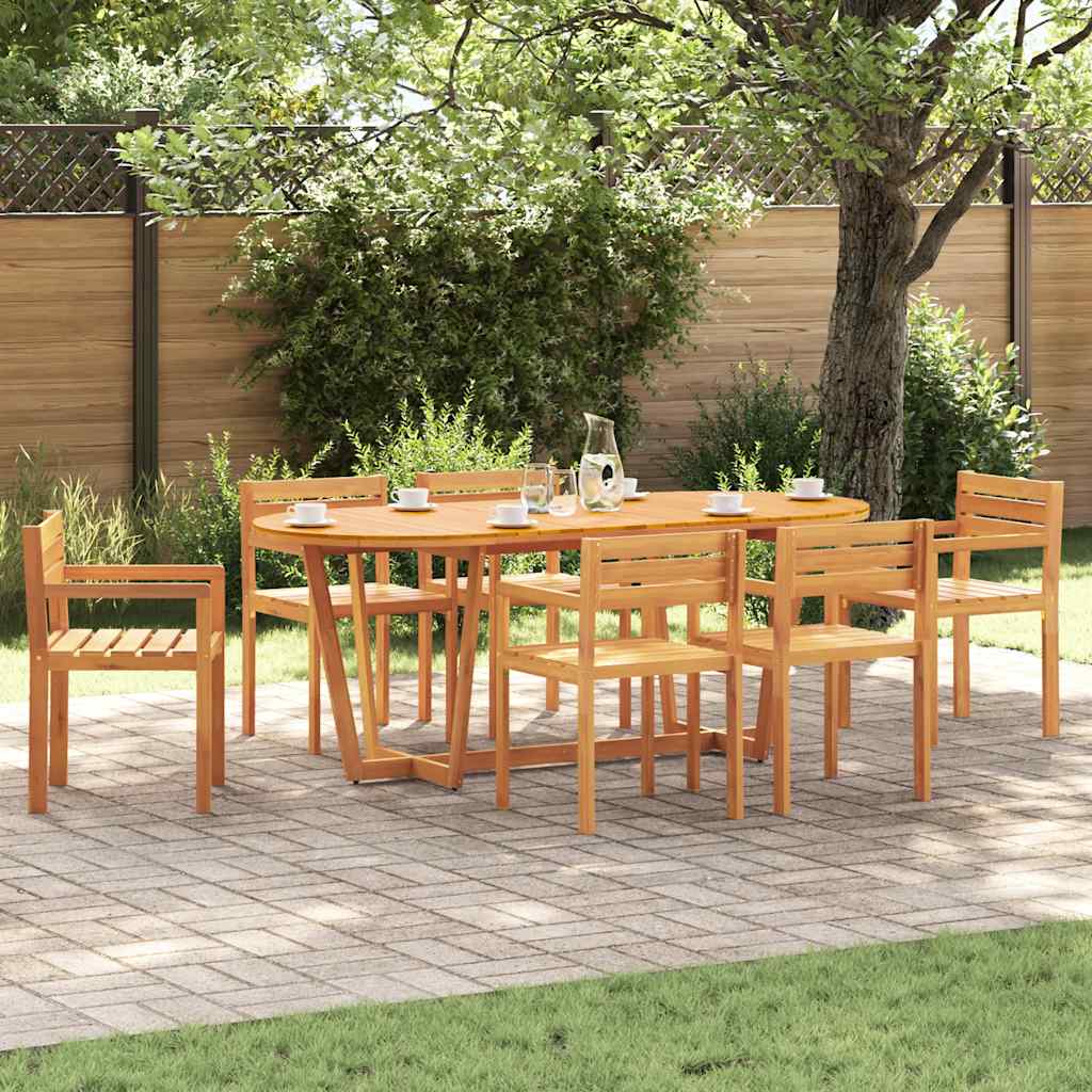 7 Piece Outdoor Dining Set Made of Solid Acacia Wood