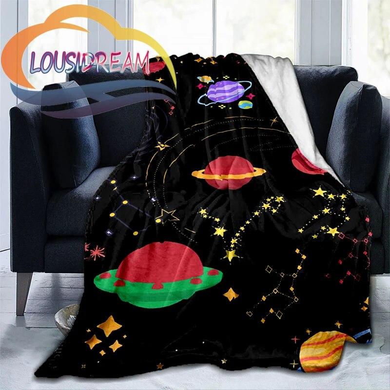 Space Universe Vector and Many Planets In Galaxy Series Wool Blanket Cashmere Fashion Flannel Blanke