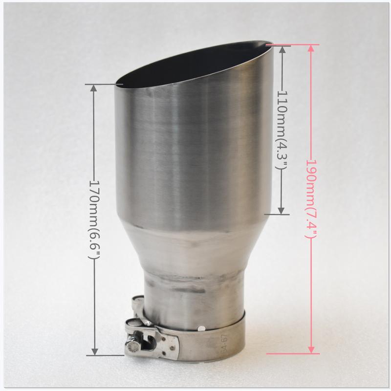 MILLTEK SPORT Universal Car Muffler 304 Stainless Steel Matte Brushed Finish with Pointed Exhaust Tip And Slanted Pipe