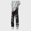 Men's Trendy Harajuku Tassel Jeans - Loose Fit, Raw Edge, Hip-Hop Style with Contrast Color Straight Pants