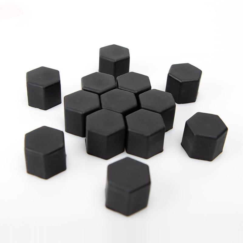 New 20pcs 17/19/21mm Silicone Car Wheel Hub Screw Nut Decoration Cap Cover Black Auto Accessories Styling Protective Bolt