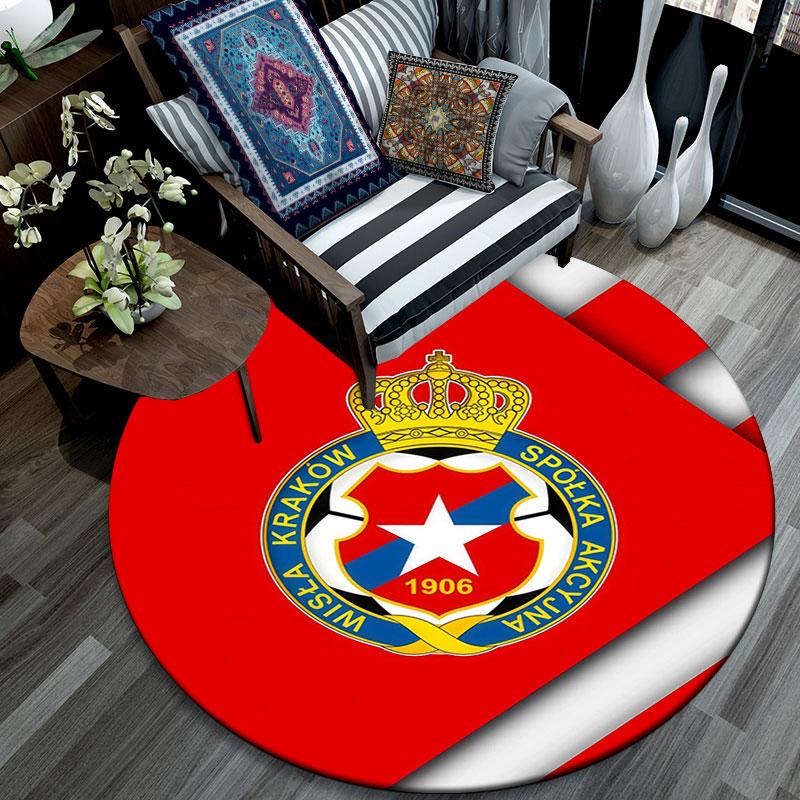 Wisla Krakow logo pattern round rug,Carpet Rug for Living Room Bedroom Playroom ,Non-slip Floor Mat,Holiday Gifts and Birthday Gifts.