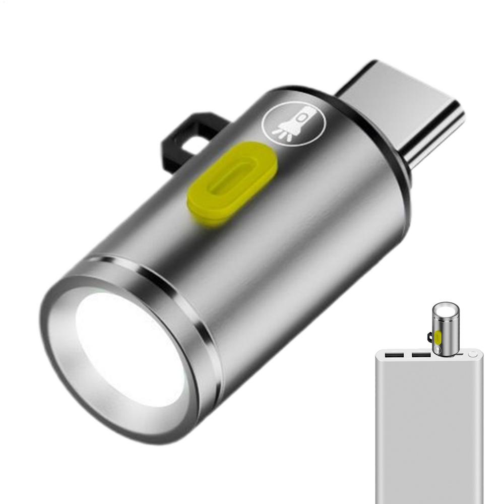 Портативный мини-фонарик Type-C Брелок для телефона USB-C Электрический фонарь Ночник Настольная лампа Для езды на велосипеде Спорта Кемпинга на открытом воздухе