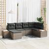 VidaXL 6-Piece Garden Sofa Set with Grey Cushions Poly Rattan Acacia 3348120