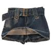 Vintage Women's Korean Button Strap Short Denim Miniskirt Aesthetic Fairy Plaid High Waist Jeans A-line Skirt