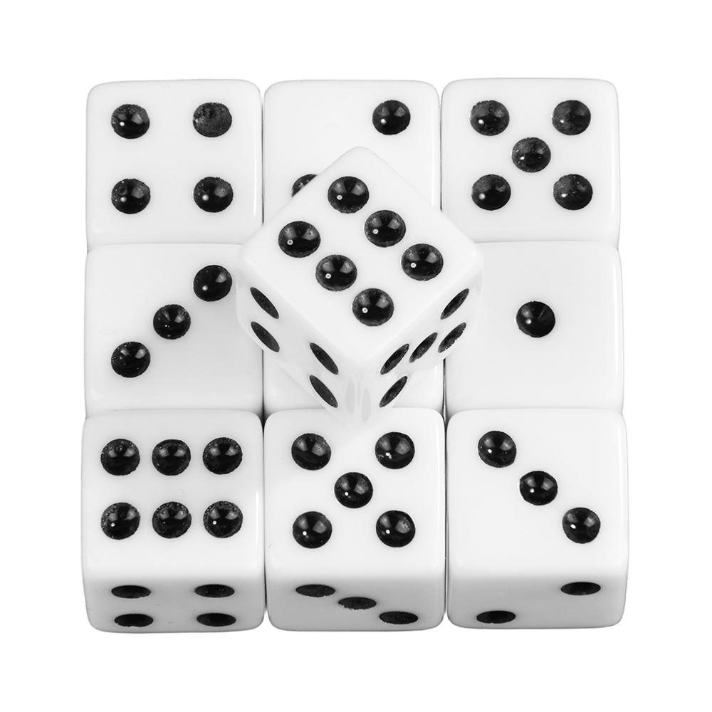 Белые игральные кости 10 шт. 6-гранные игральные кости квадратные углы 16 мм математические развлечения акриловые игральные кости инструмент