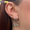 2 шт. Модные серьги-кольца с круглыми бусинами в форме подковы, полые, простые, из нержавеющей стали, серебристого цвета, женские, для выпускного бала, на каждый день, для вечеринки, подарок, ювелирные изделия
